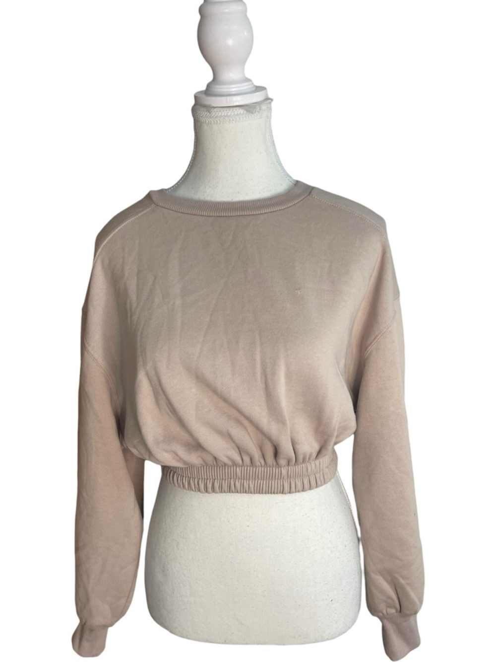 Zara Cropped Sweatshirt Beige Taupe